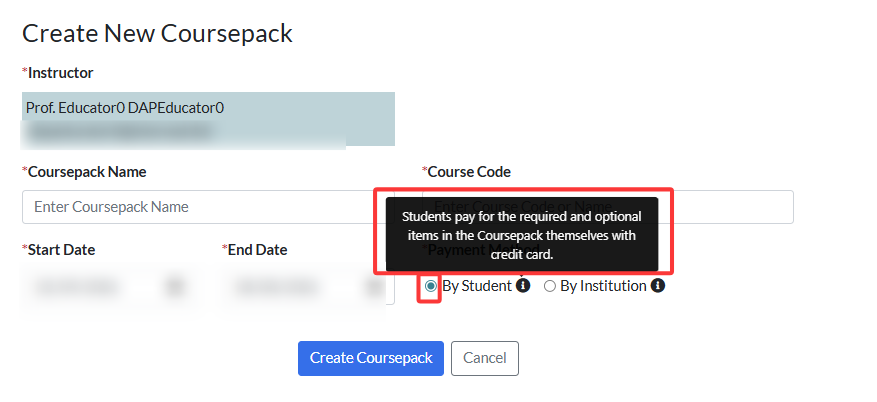 payment method: student pay